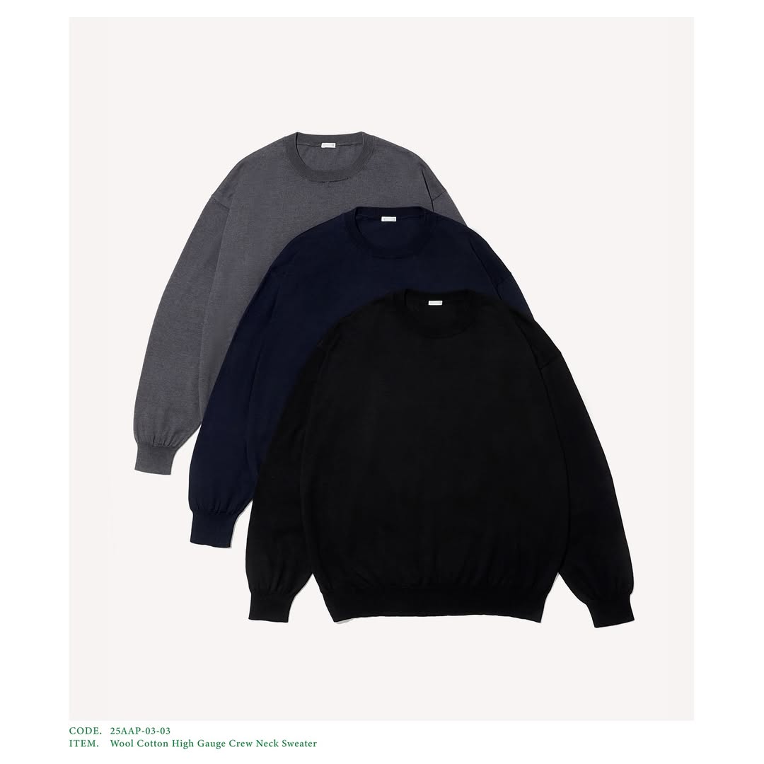 A.PRESSE 25AW Wool Cotton High Gauge Crew Neck Sweater